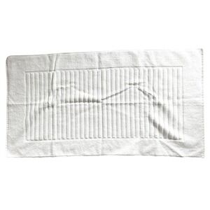 Frette 1860 White Cotton Bath Mat Made in Turkey Ribbed Border
